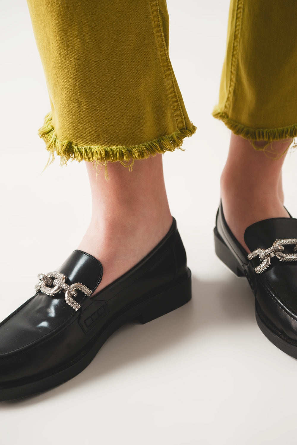 Flare jeans with raw hem edge in green - Jeans