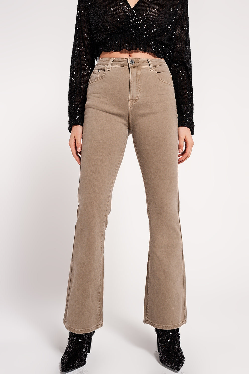 Flared jeans in beige - Jeans