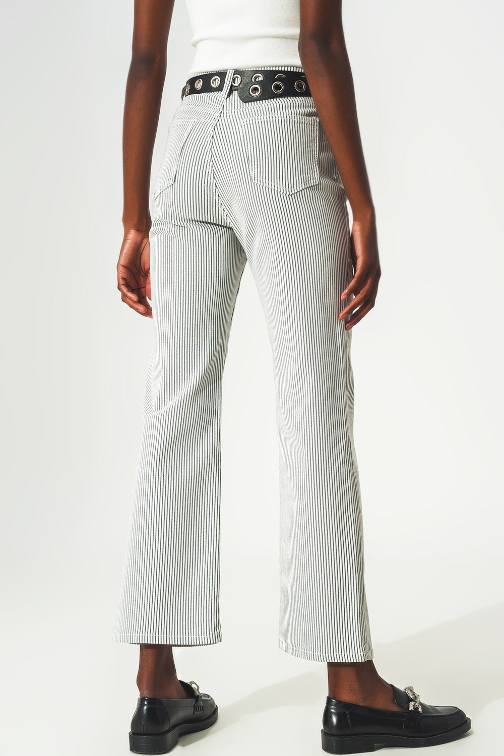 Flared stripe pants in grey - Trousers