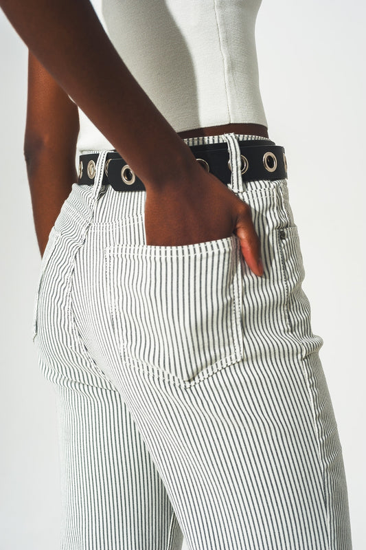 Flared stripe pants in grey - Trousers