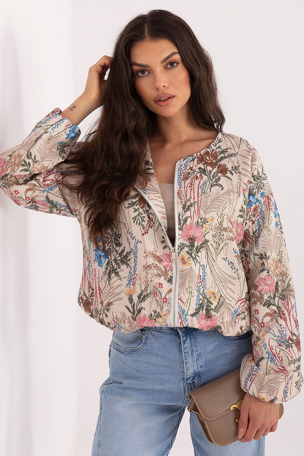 Italy Moda Floral Print Coat for Chic Style green one-size-fits-all - Coats & Jackets