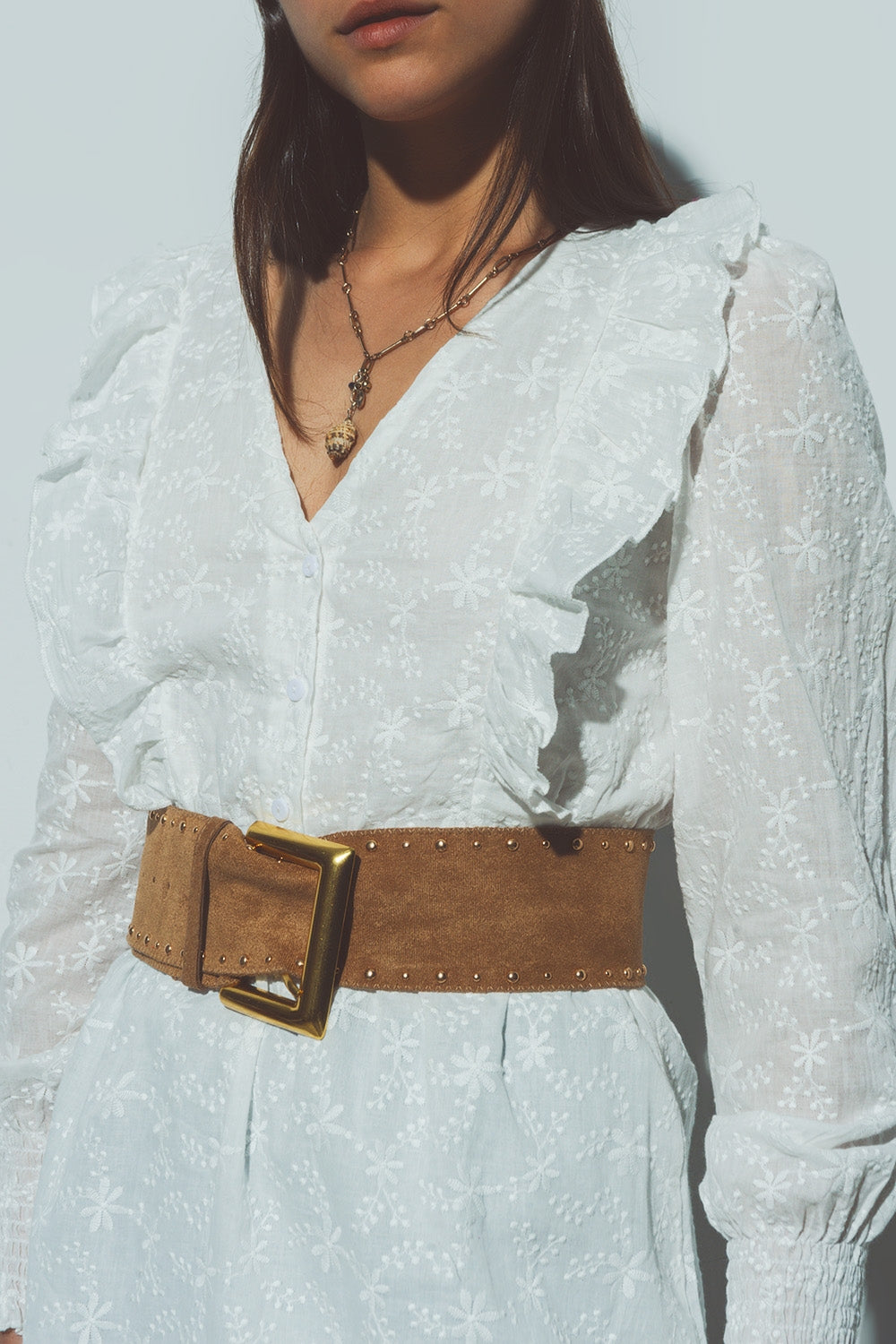 Floral Textured Mini Dress in White - Dresses