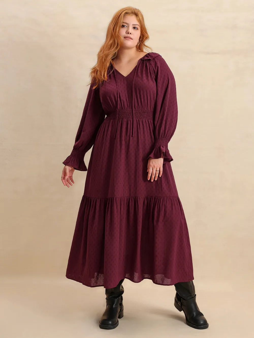 Trendsi Flounce Sleeve Maxi Dress for Curvy Women -