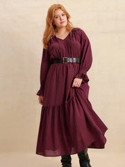 Trendsi Flounce Sleeve Maxi Dress for Curvy Women