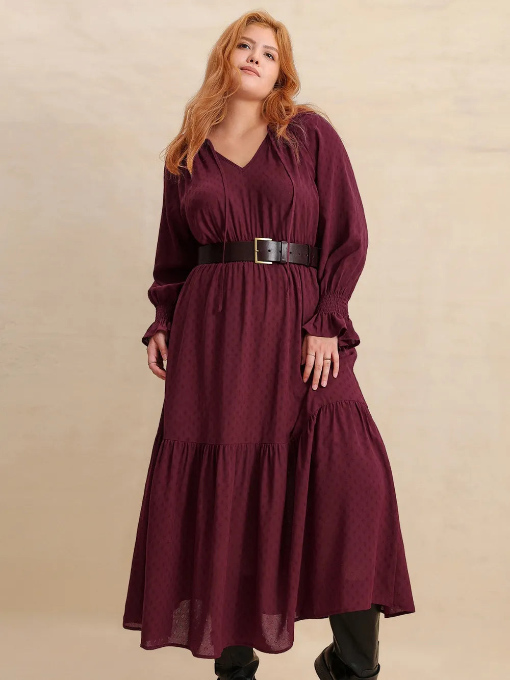 Trendsi Flounce Sleeve Maxi Dress for Curvy Women -