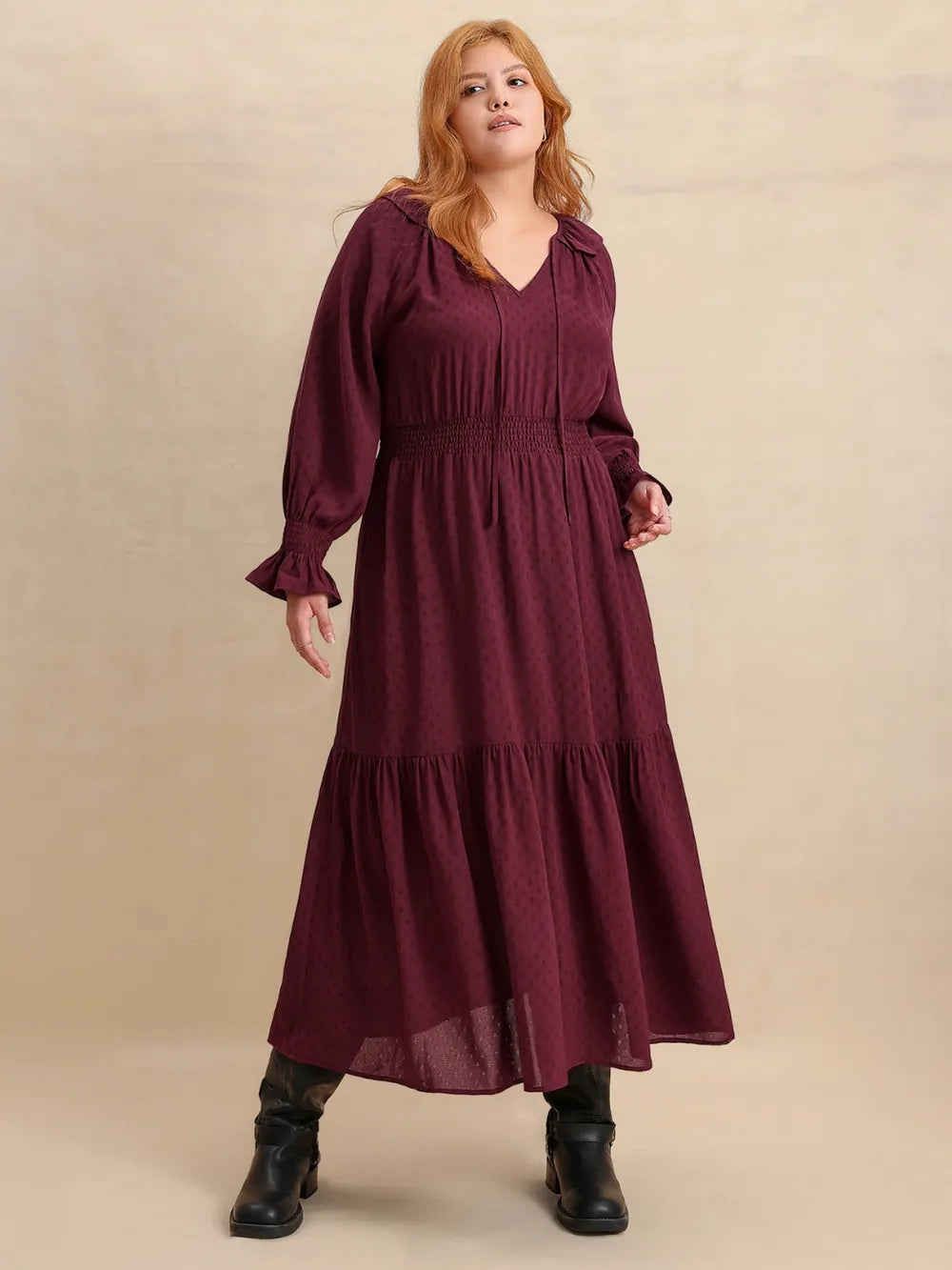 Trendsi Flounce Sleeve Maxi Dress for Curvy Women -