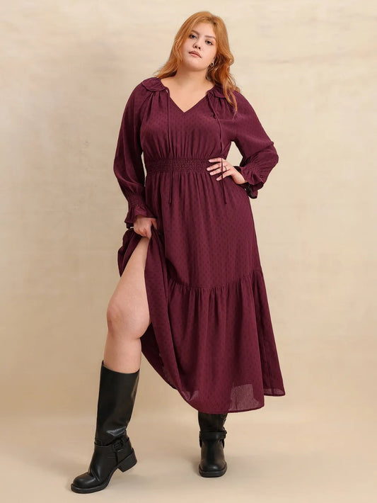Trendsi Flounce Sleeve Maxi Dress for Curvy Women -