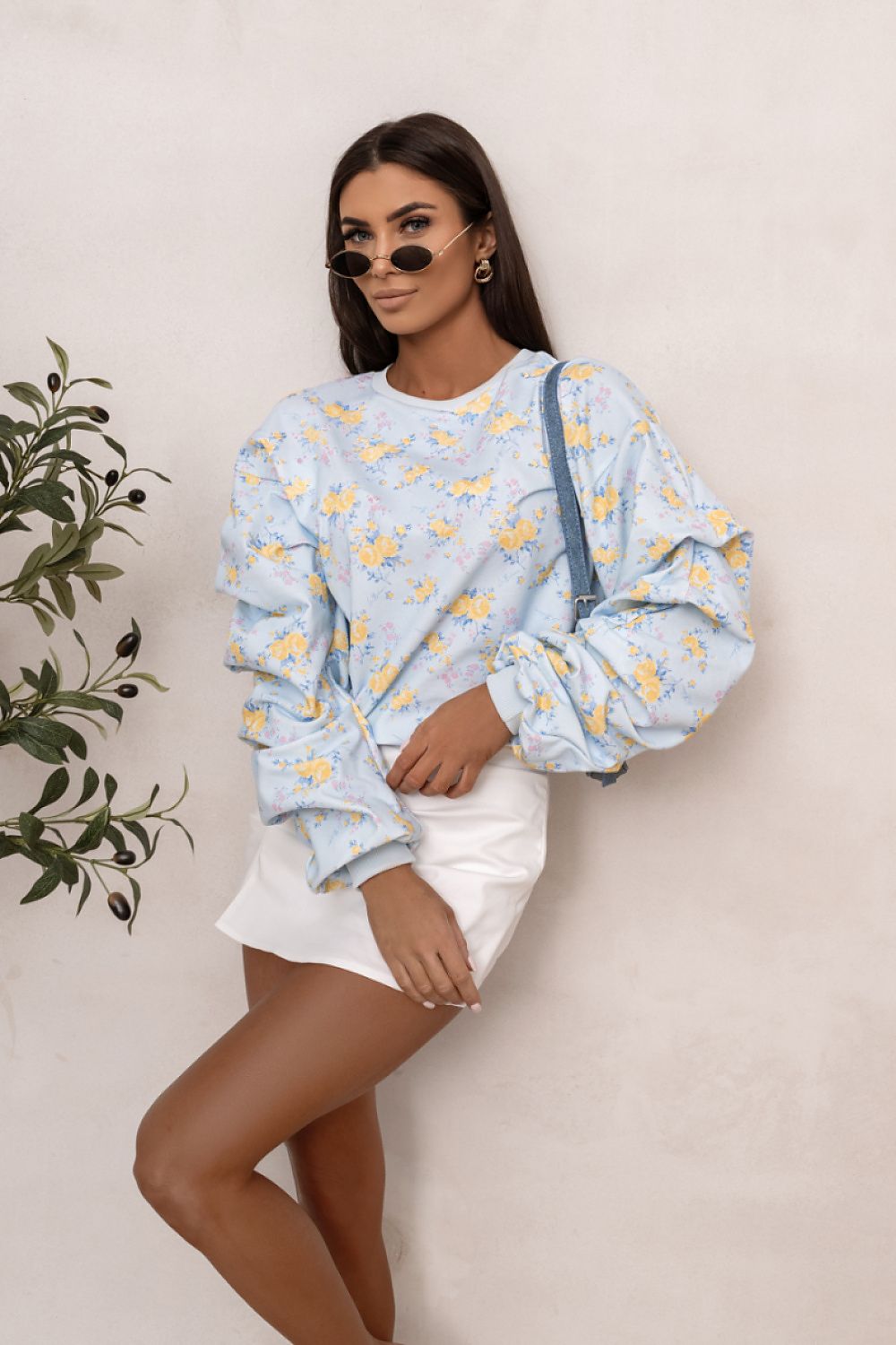 LaBalancia Flower Print Sweatshirt for Women blue one-size-fits-all -