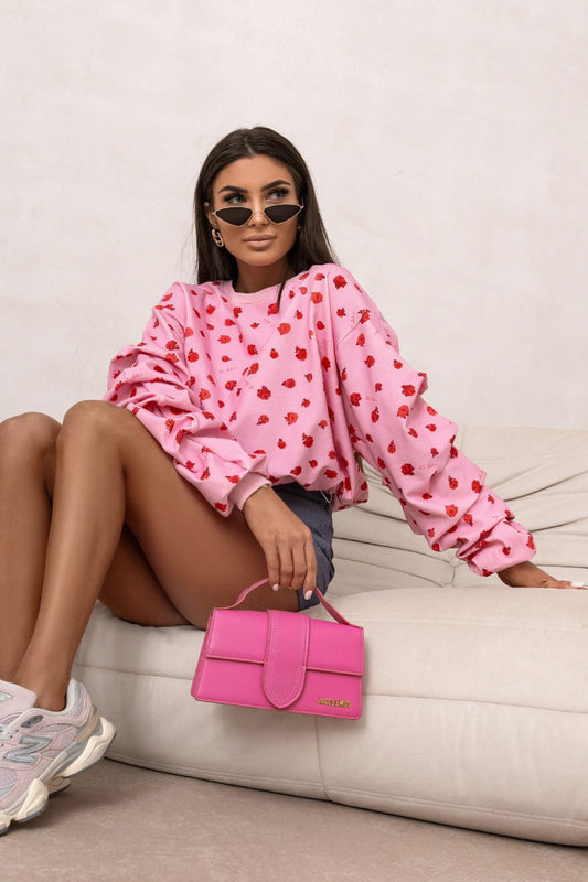 LaBalancia Flower Print Sweatshirt for Women pink one-size-fits-all -