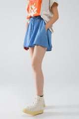 Flowing Tencel Denim Shorts With Side Pockets