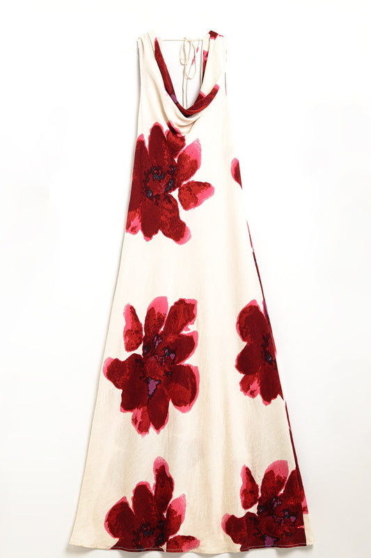 Flowy sleeveless maxi dress with floral print - Dresses