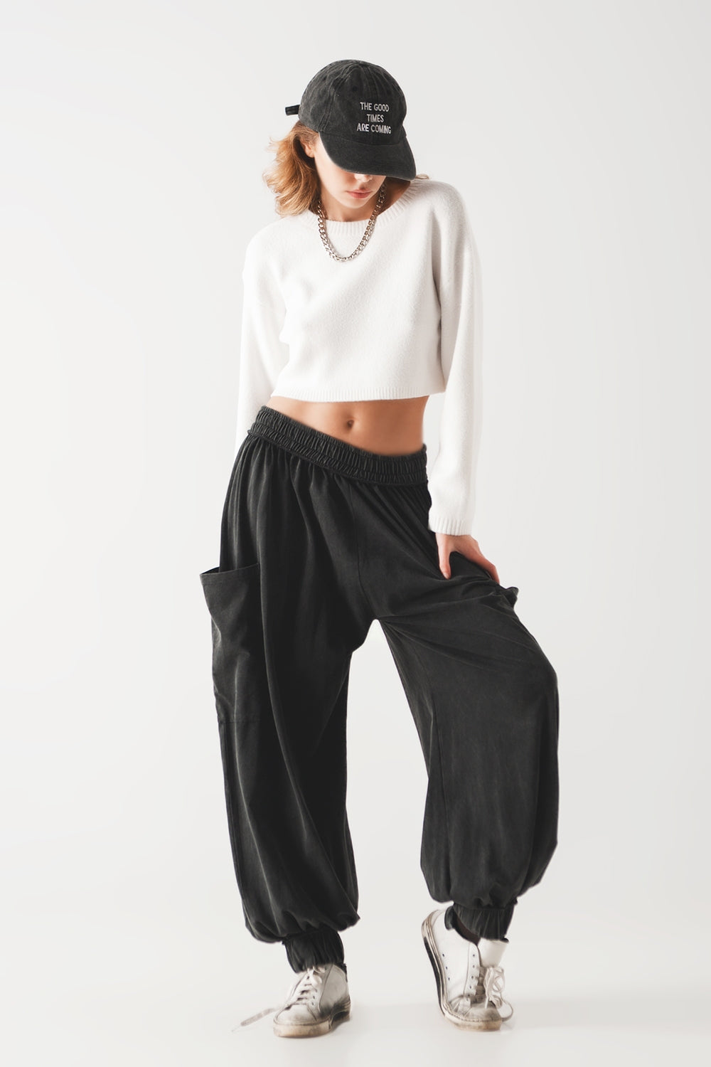 Fluffy cropped jumper in cream - Jumpers