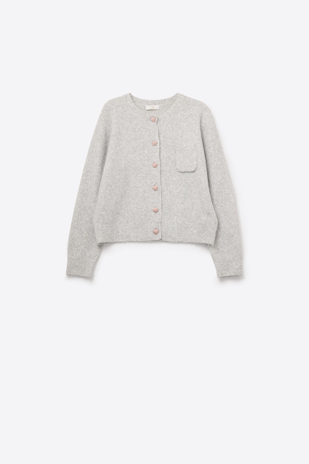 fluffy Gray Cardigan with Heart Buttons - Sweaters