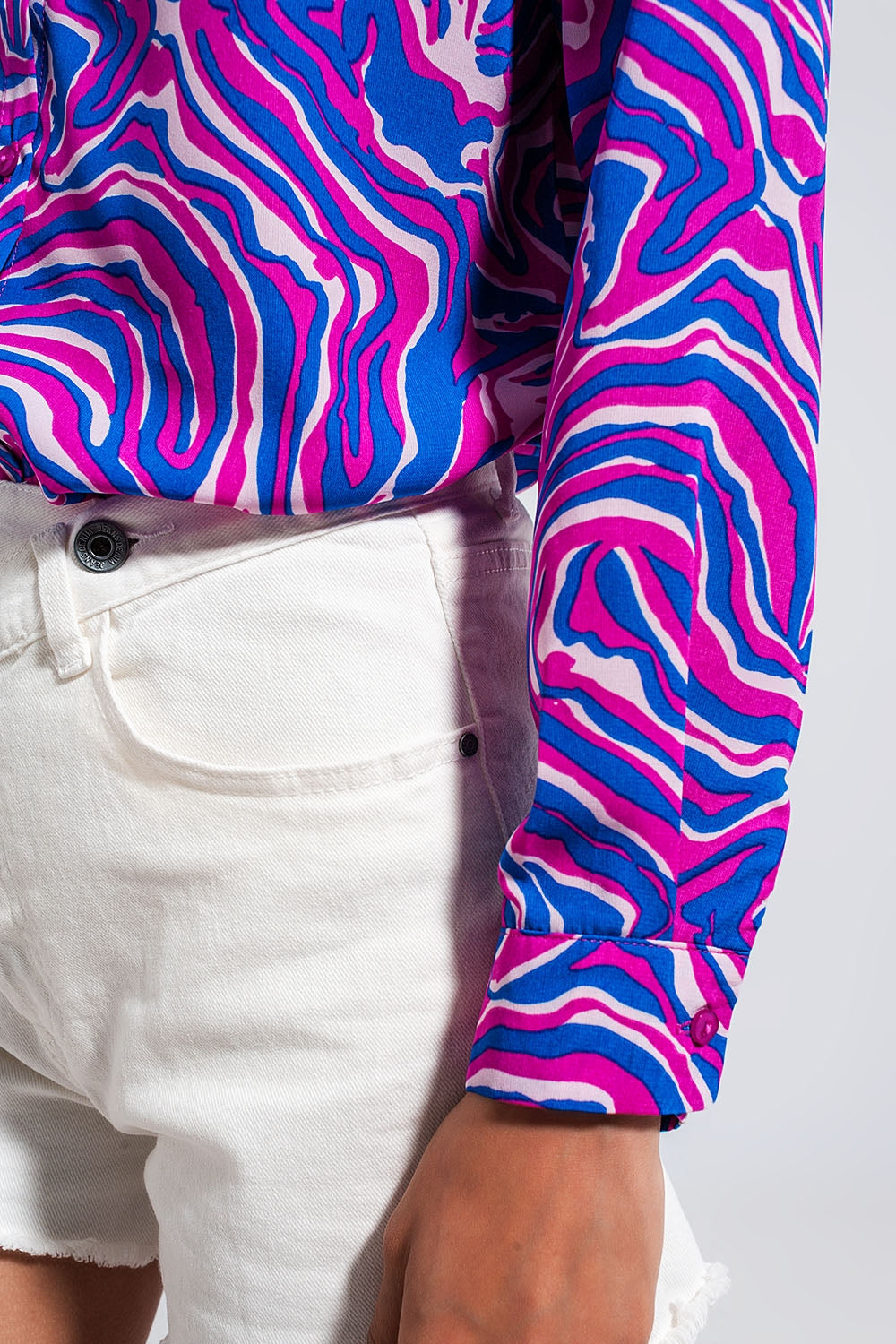 Fluid shirt in bright abstract purple - Shirts