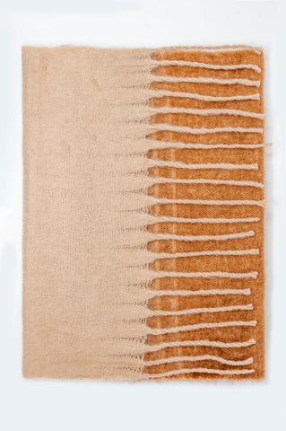 Fringed striped scarf in beige