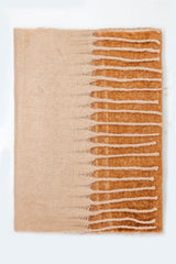 Fringed striped scarf in beige