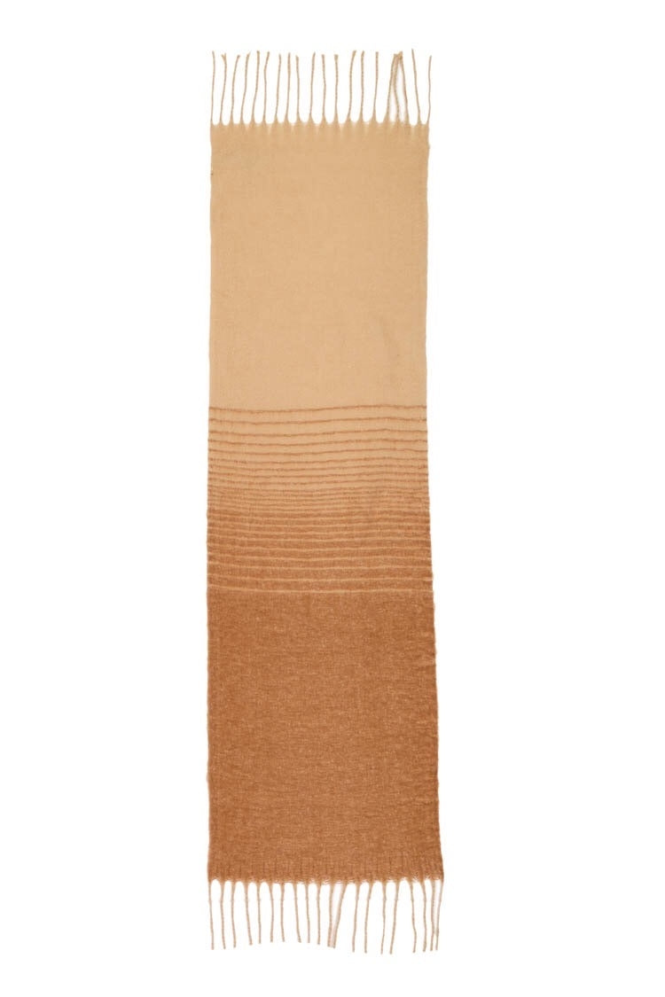 Fringed striped scarf in beige - Scarves