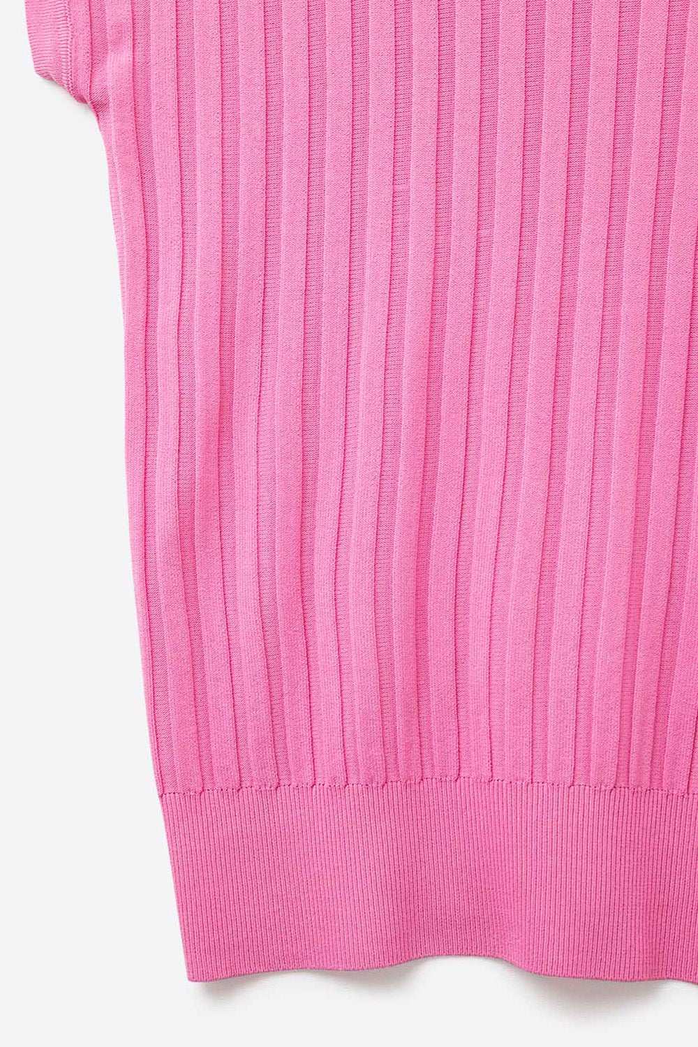 Fucshia fine Rib knitted Sweater with boat neck - Sweaters