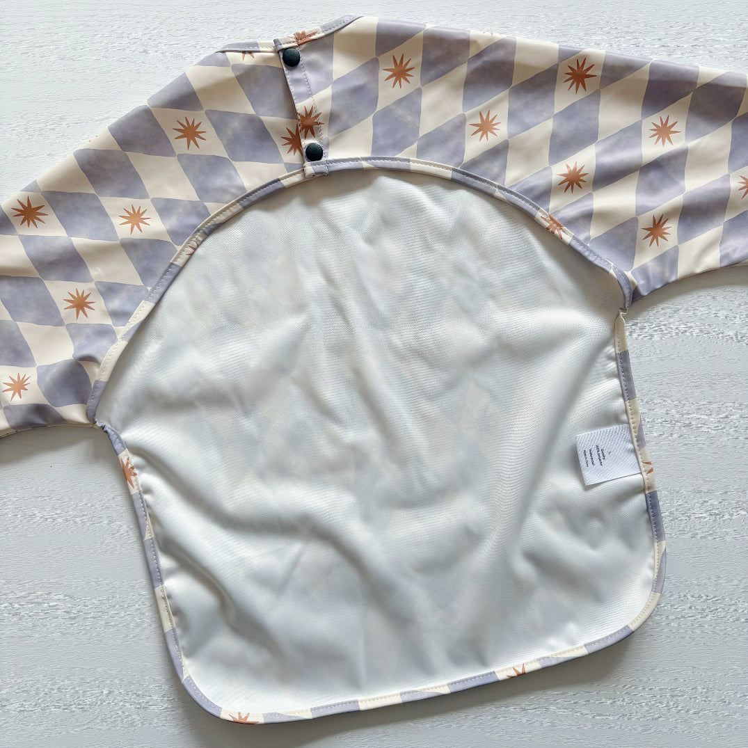 Long Sleeved Baby Bib - Blue Harlequin - Bibs