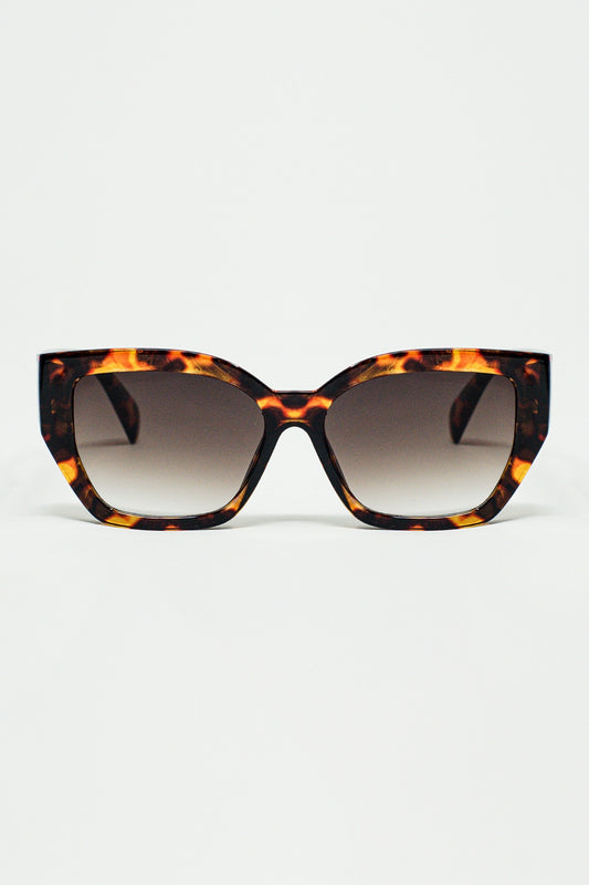geometric polarized sunglasses with gradient dark lenses and tortoise shell - Sunglasses