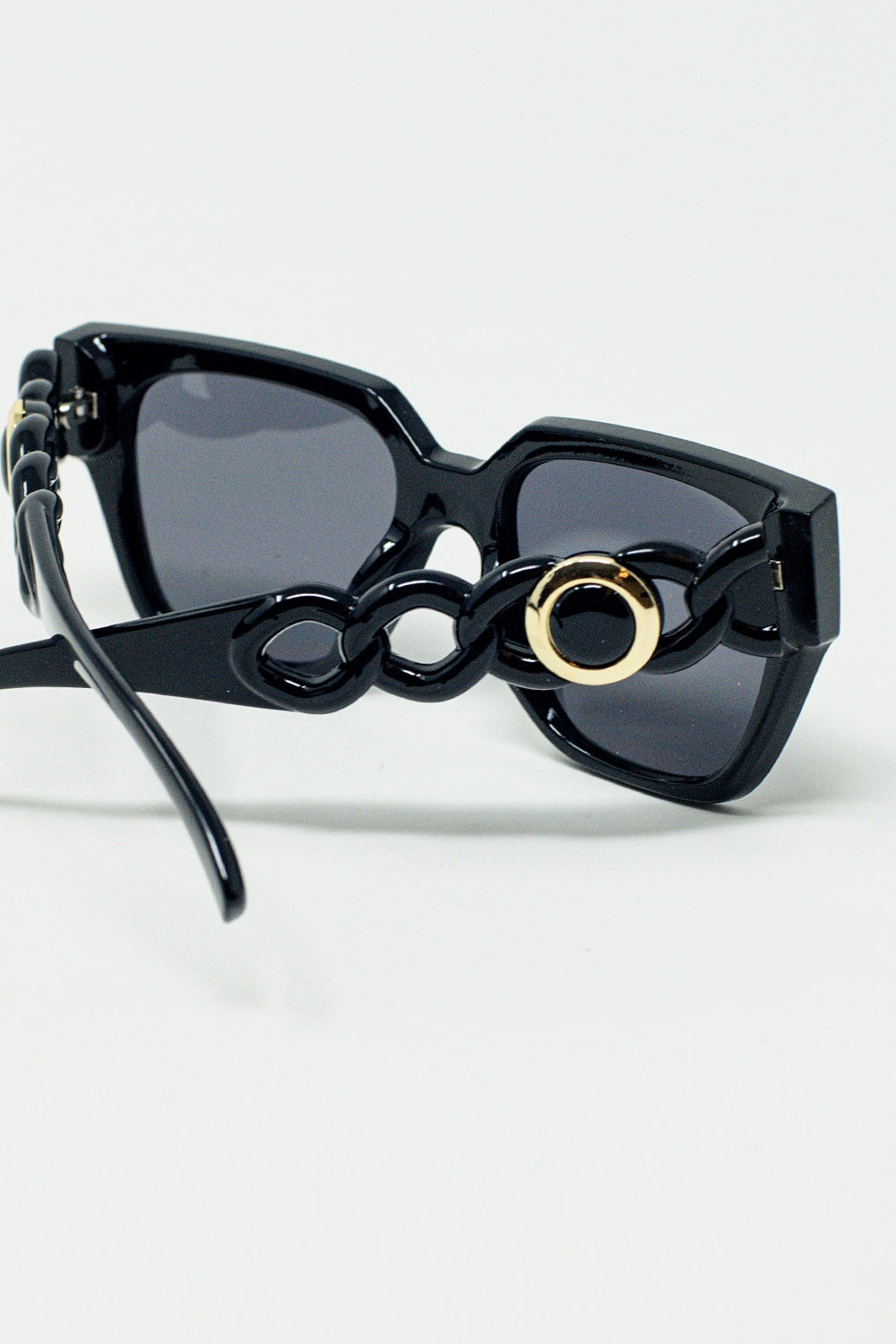 geometric thick black sunglasses with black lens - Sunglasses