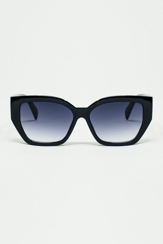 geometric thick black sunglasses with gradient lens - Sunglasses