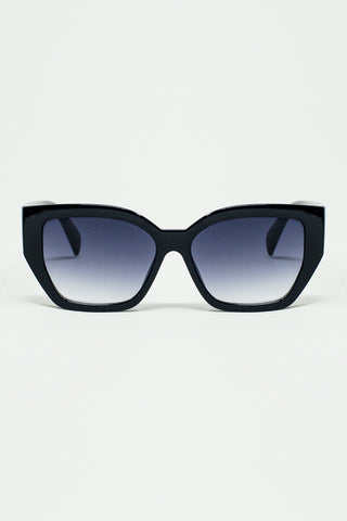 geometric thick black sunglasses with gradient lens