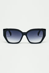 geometric thick black sunglasses with gradient lens