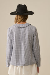 Gingham peter pan collar blouse in Black and White