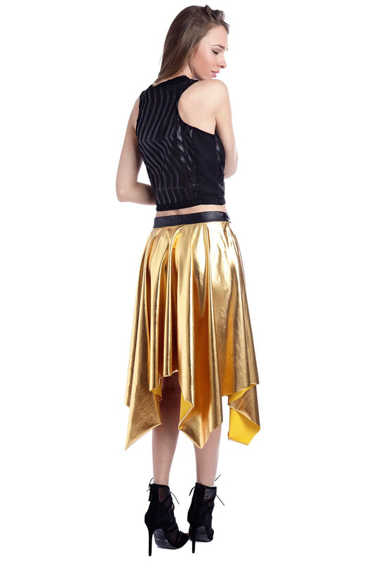Golden pleated midi skirt in metallic - Skirts