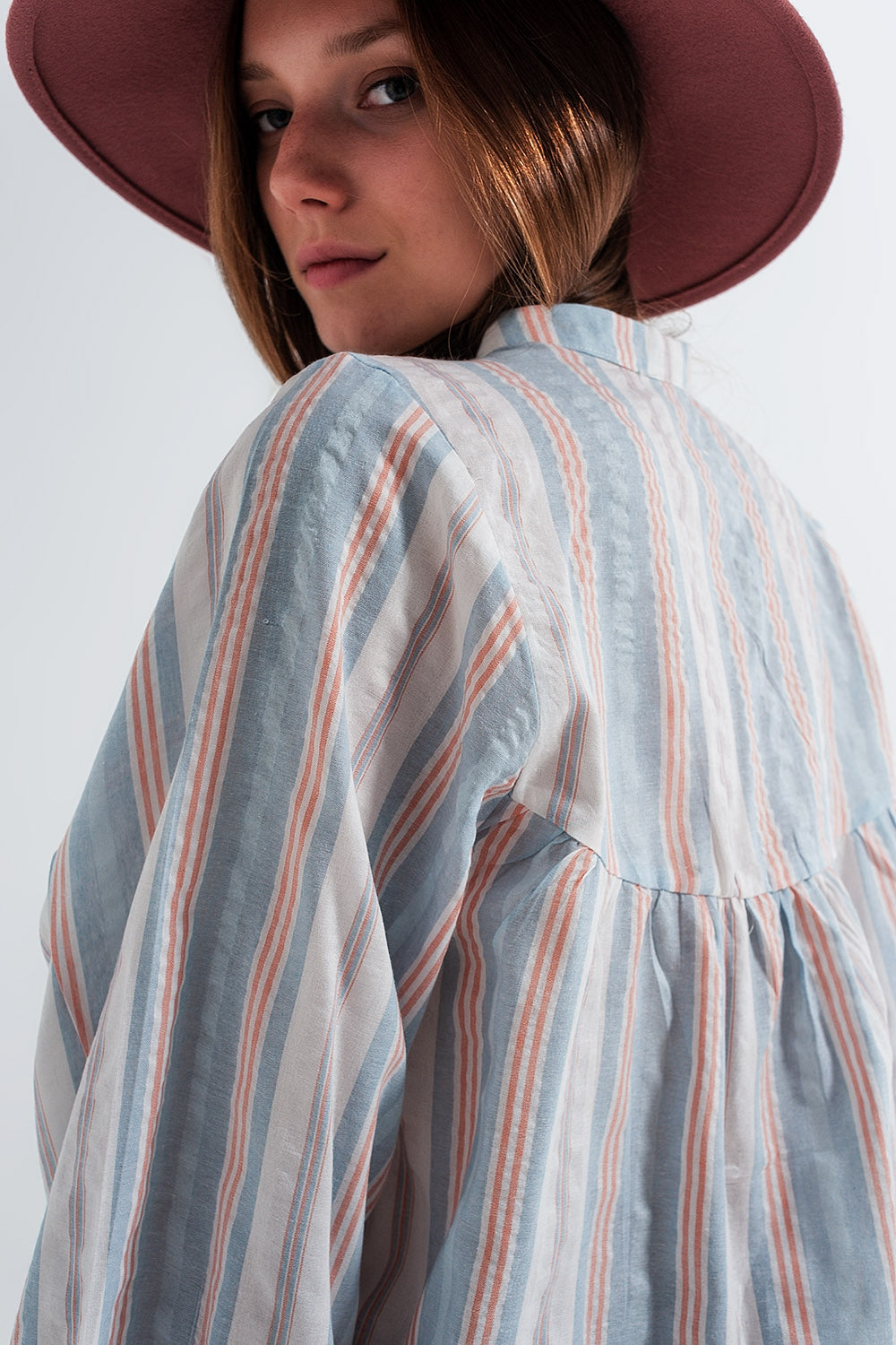 Grandad shirt in blue stripe - Shirts