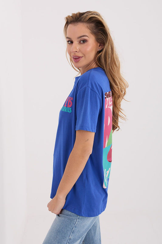 Sublevel graphic tee t shirt in blue with vibrant front and back graphics for casual wear