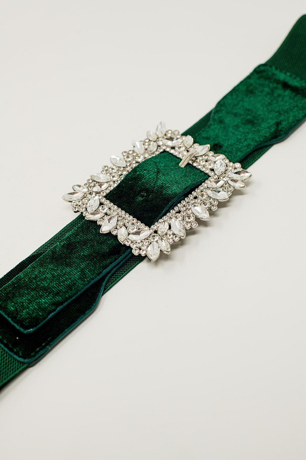 Green Belt with rhinestones and adjustable elastic - Belts