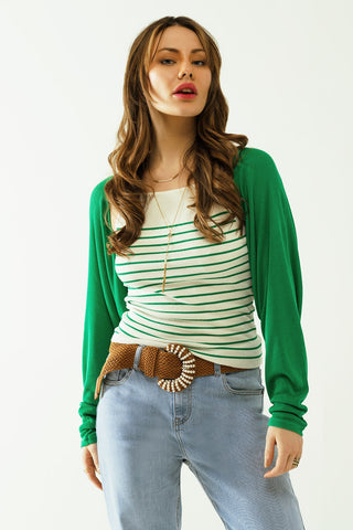 green fine knit bolero cardigan