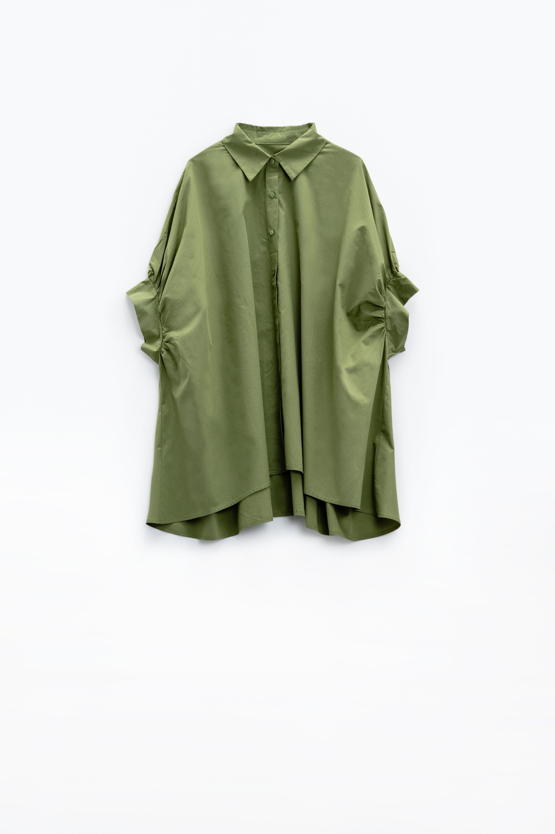 Green oversized blouse with short sleeve - Blouses