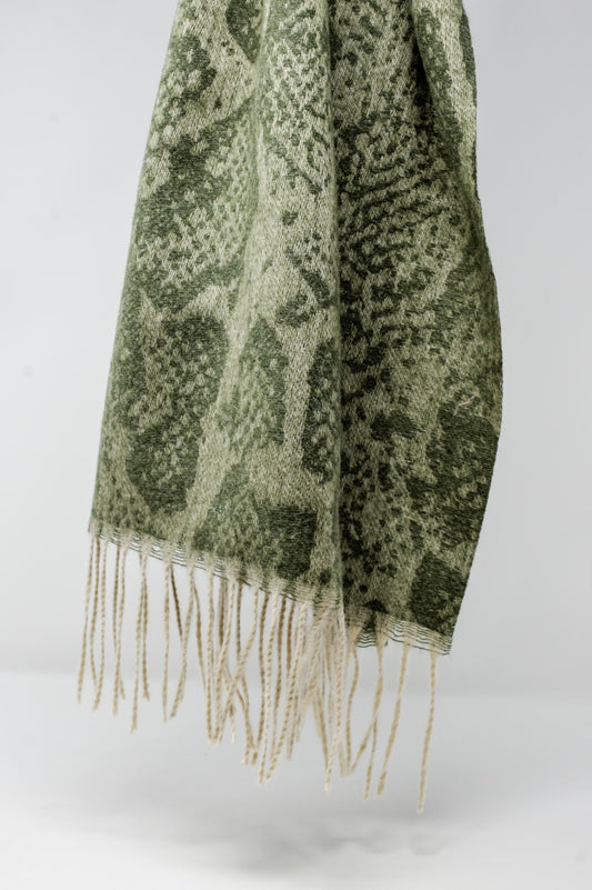 Green snake print scarf with bangs - Scarves