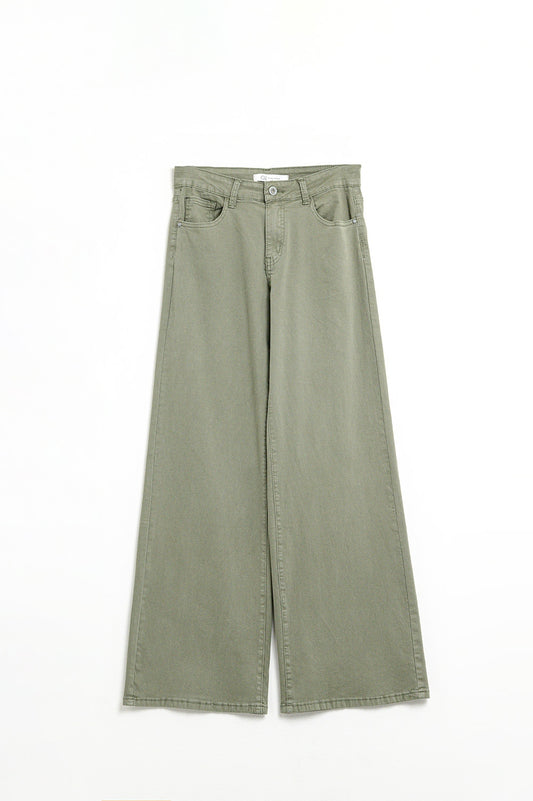 Green Straight Pants wide leg - Jeans