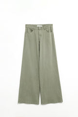 Pantalon droit vert à jambes larges