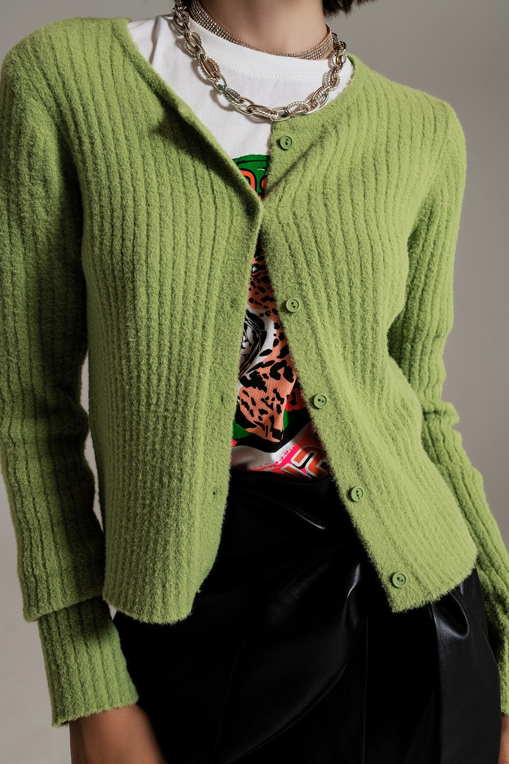 green super soft fluffy knit cardigan - Cardigans