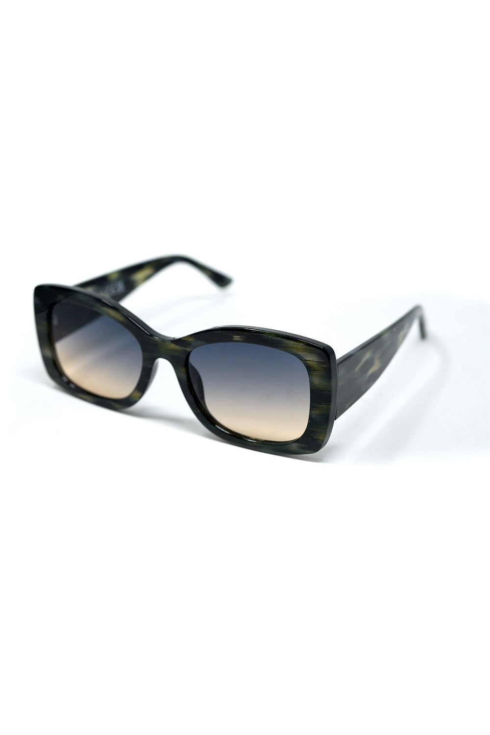 Green Tortoise Shell Oversized Oval Sunglasses in Acetate -