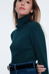 Green turtleneck sweatshirt