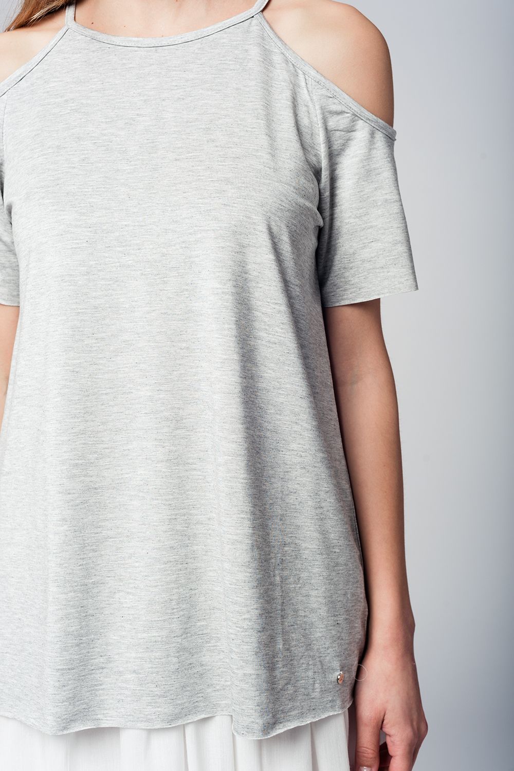 Grey cold shoulder top - Tops
