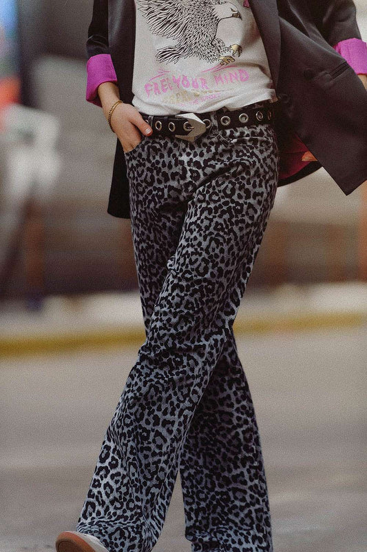 Grey Leopard Print pants - Jeans