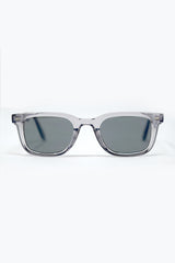 Grey Square Sunglasses with Black Gradient Lenses and metal side detail