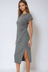 Grey stretch tencel sleeveless dress