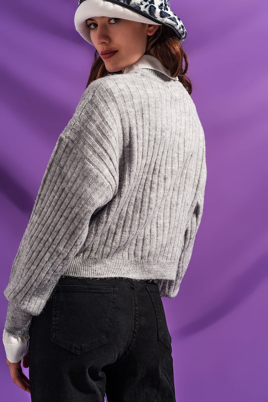 Grey sweater in stripe - Jumpers