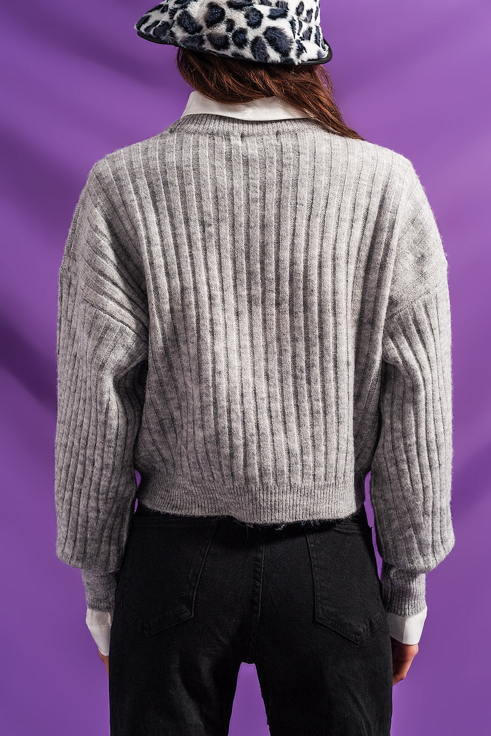 Grey sweater in stripe - Jumpers