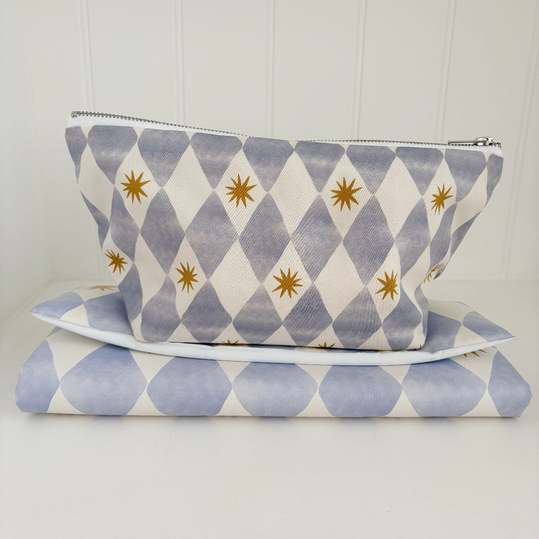 Nappy Wallet - Blue Harlequin - Diaper Changing Kits