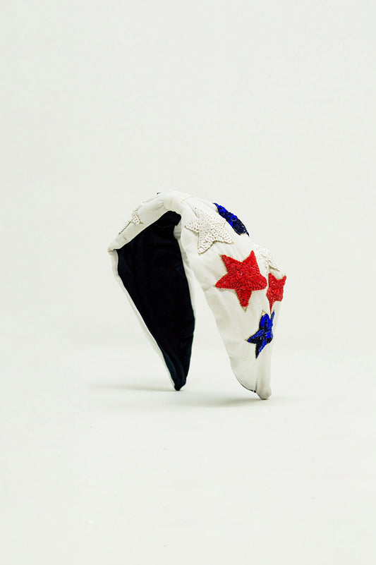 Headband with sequin stars in white - Headbands