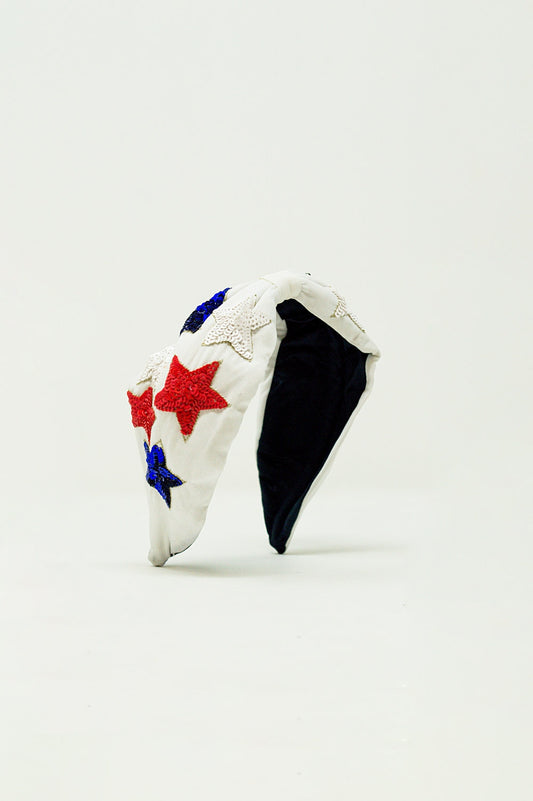 Headband with sequin stars in white - Headbands